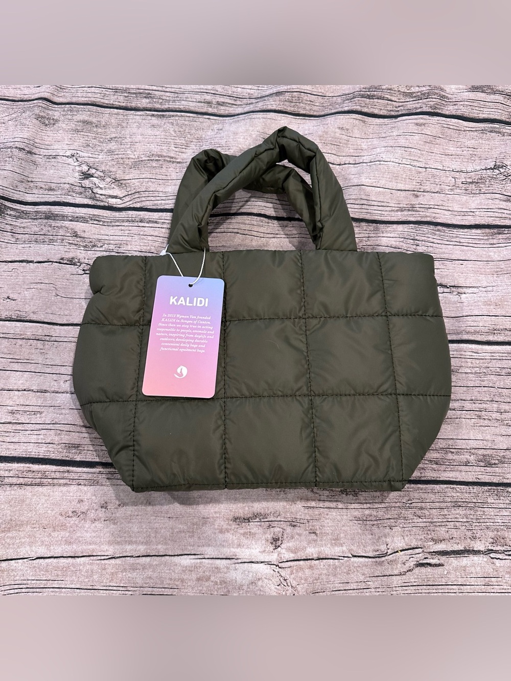 Amazon Olive Green Quilted 5L Hand Bag for Women ~12”x8”